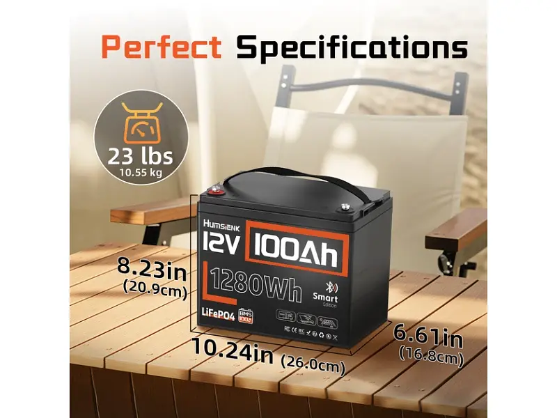 Акумулятор для ДБЖ/інвертора Humsienk 100Ah Bluetooth LiFePO4 12V (HS12V100AH100BT) - фото 2