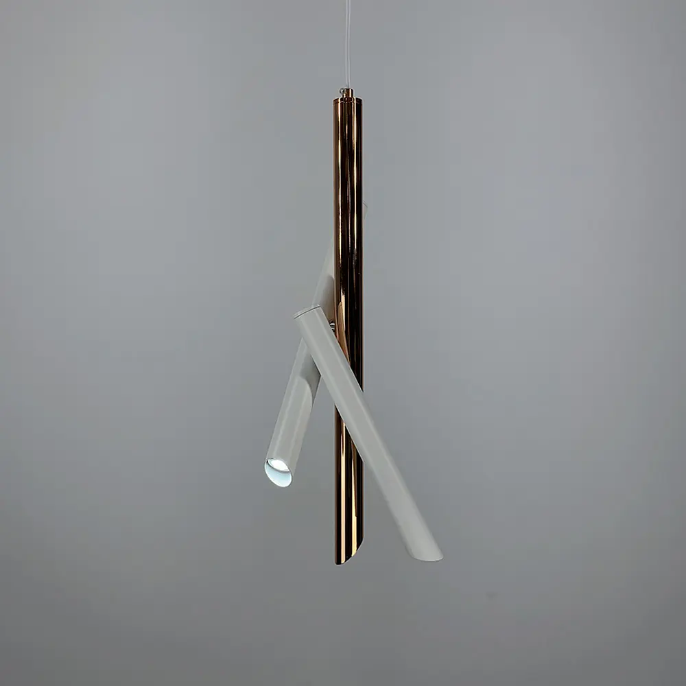 Світильник TUBES у блому корпусі в стилі модерн | Арт. MJ 102/3 GD+WT | Line F - фото 2