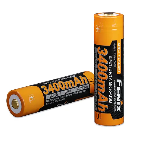 Аккумулятор 18650 Fenix 3400mAh 3.6V с micro-USB зарядкой (Черно-желтый) - фото 3