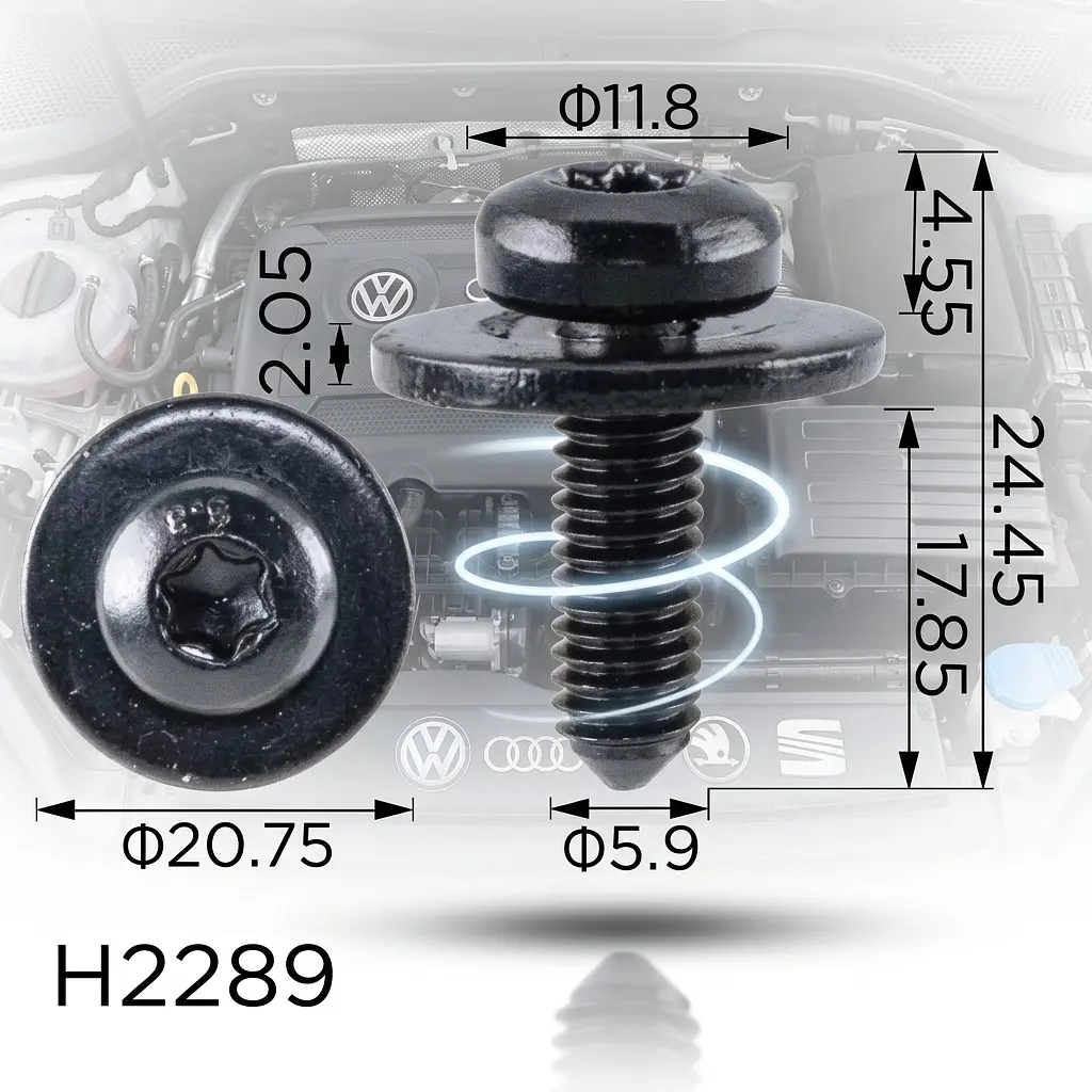 Гвинт з шайбою Volkswagen, Audi, Skoda, Seat M6 (OEM: N90683309, 19300) (H2289) - фото 2