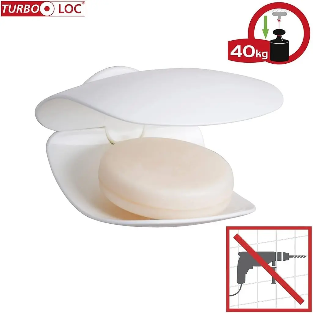 Настенная мыльница WENKO Turbo-Loc® Sora, не требующая сверления отверстий в ванной и душе, для твердого мыла - фото 2