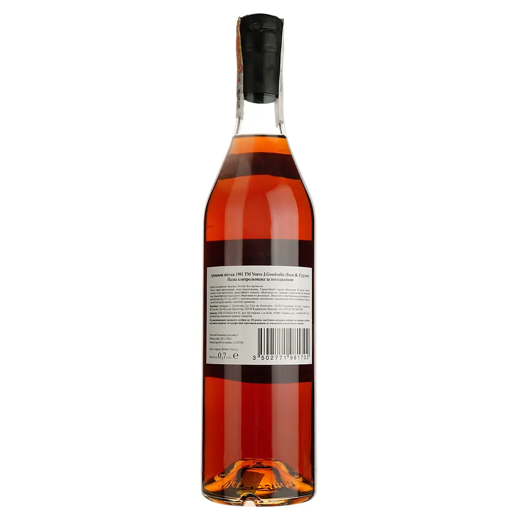Арманьяк Veuve J.Goudoulin Bas Armagnac 1981 40% 0.7 л у подарунковій коробці - фото 3