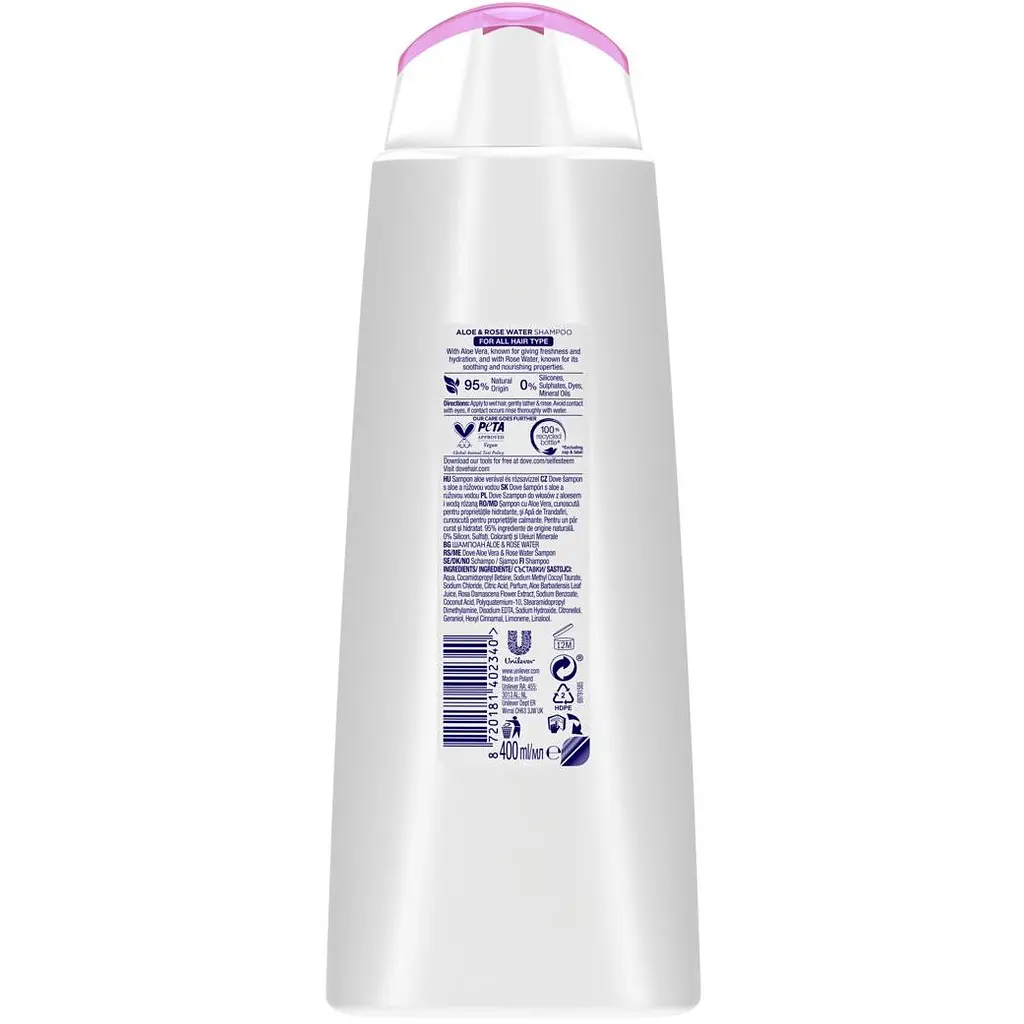Шампунь Dove Ультрадогляд з алое вера та трояндовою водою 400 мл - фото 2