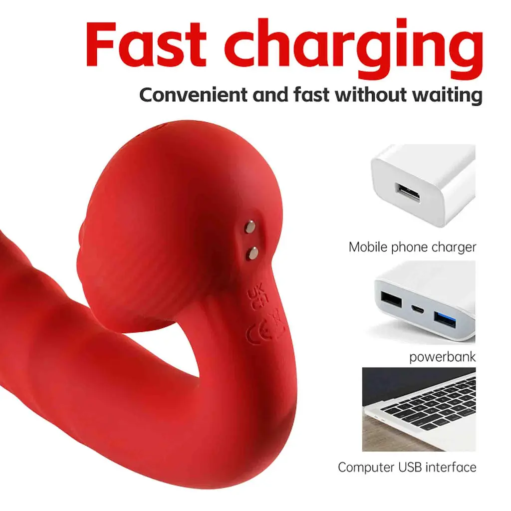 Вибратор B-Series Cute Rose Thrusting 16 см (красный) - фото 16