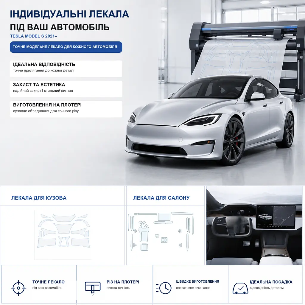 Набір Плівок захисних для салону Tesla Model S 2021- TPH (Кансолі Дисплея Ручок) - фото 2