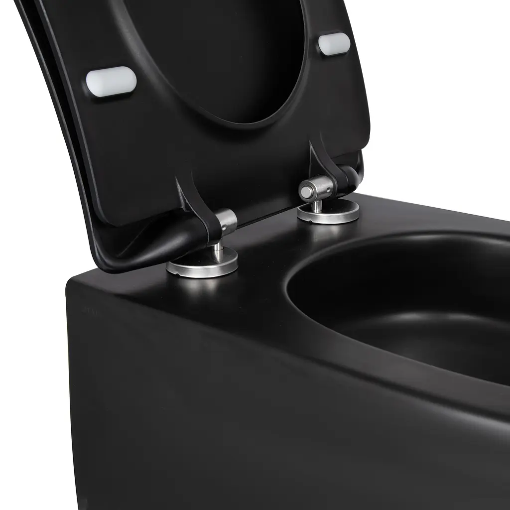 Унитаз подвесной Qtap Taurus безободковый с сиденьем Soft-close QT2433084EUQMB, Черный матовый - фото 7