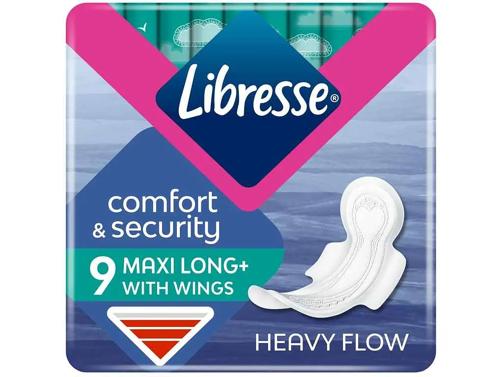 Прокладки гігієнічні LIBRESSE Maxi Long wing sw 9 шт 5 крапель