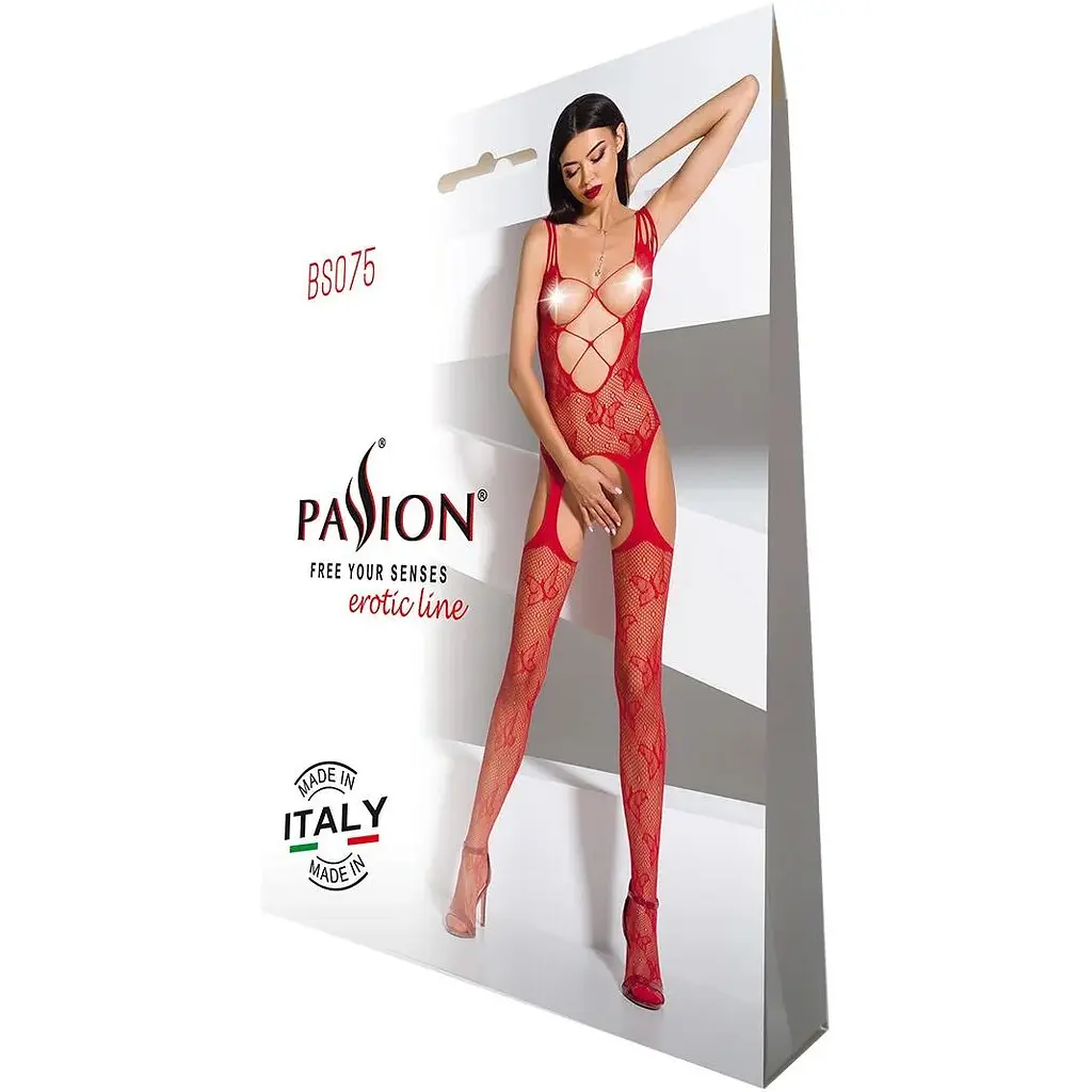Відвертий бодістокінг з глибоким декольте Passion BS075 Red - фото 5