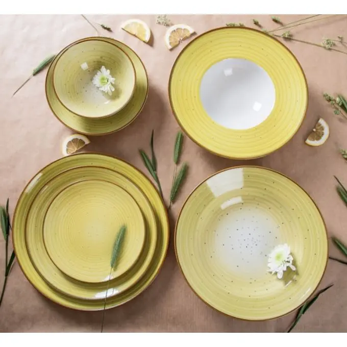 Тарелка суповая Ipec Grano 21 см желтая (30905172) - фото 3