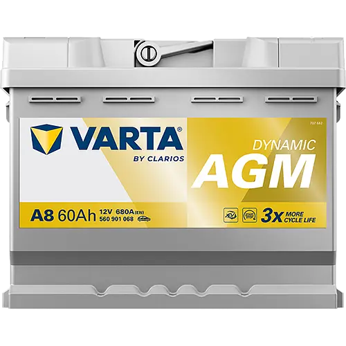 Акумулятор Varta Dynamic AGM 12В 60Аг 680А (EN) R+ (560901068) - фото 4