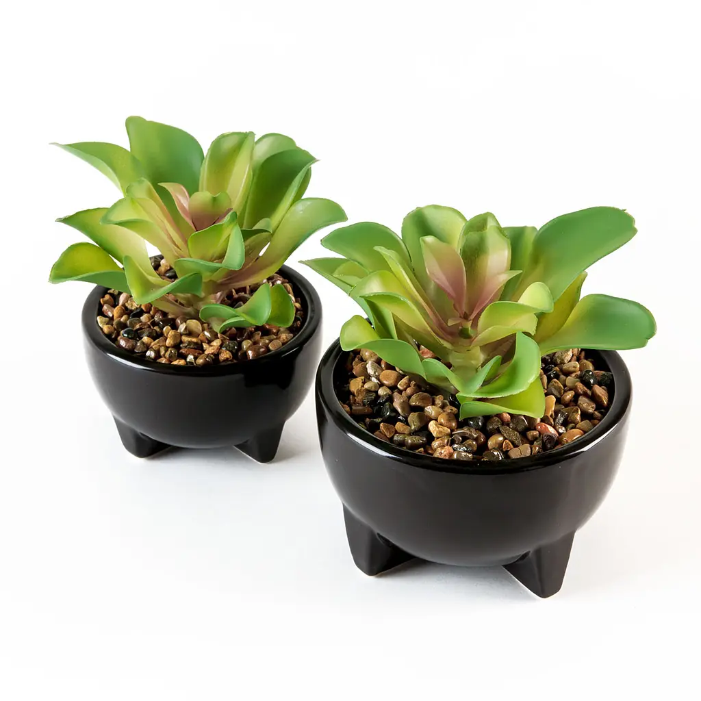 Горщик зі штучною рослиною МВМ My Home, 14 см, чорний (DH-FLOWERS-14 M GREEN/BLACK) - фото 2