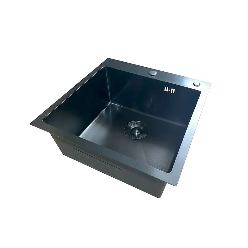 Кухонна мийка з нержавіючої сталі Mixxus MH5050 Micro Decor Black MI8215, Чорний матовий - фото 4