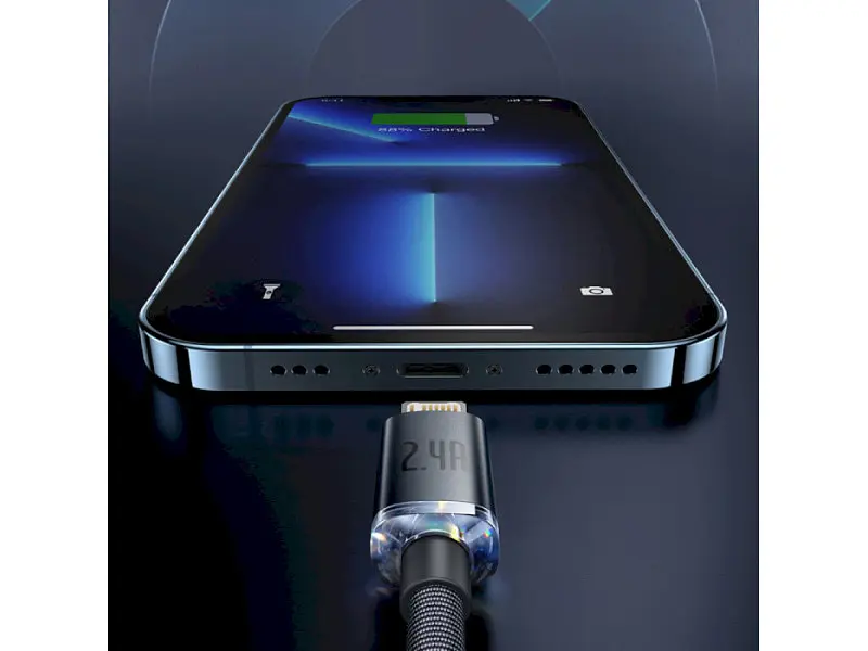 Кабель Lightning BASEUS Crystal Shine Series Fast Charging Data Cable USB to Lightning 2m Black (CAJY000101) - фото 7