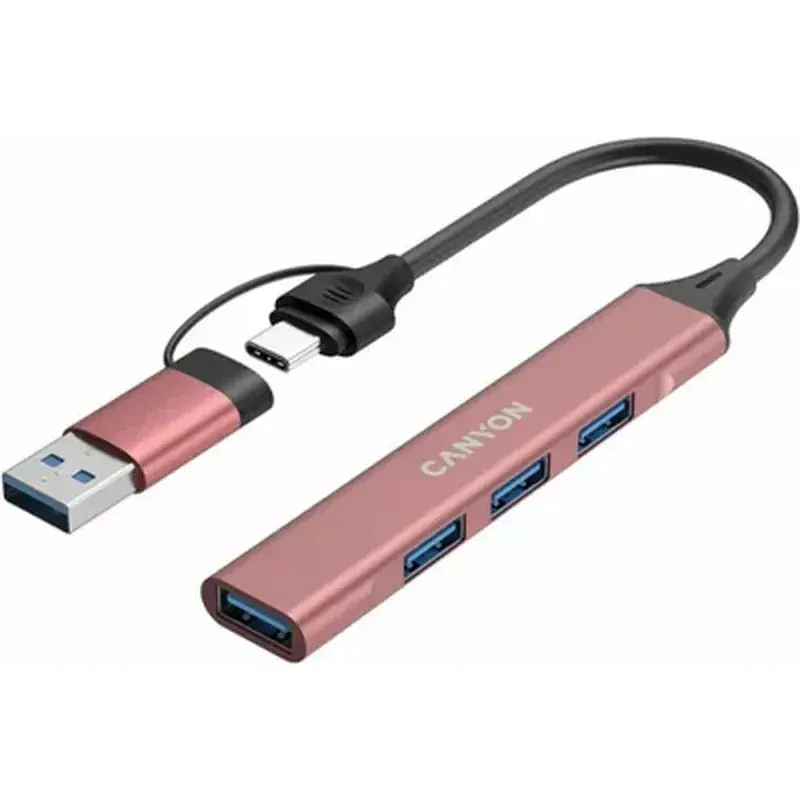 Концентратор Canyon hub DS-02 4in1 USB-A/C Pink (CNS-TDS02P) - фото 4