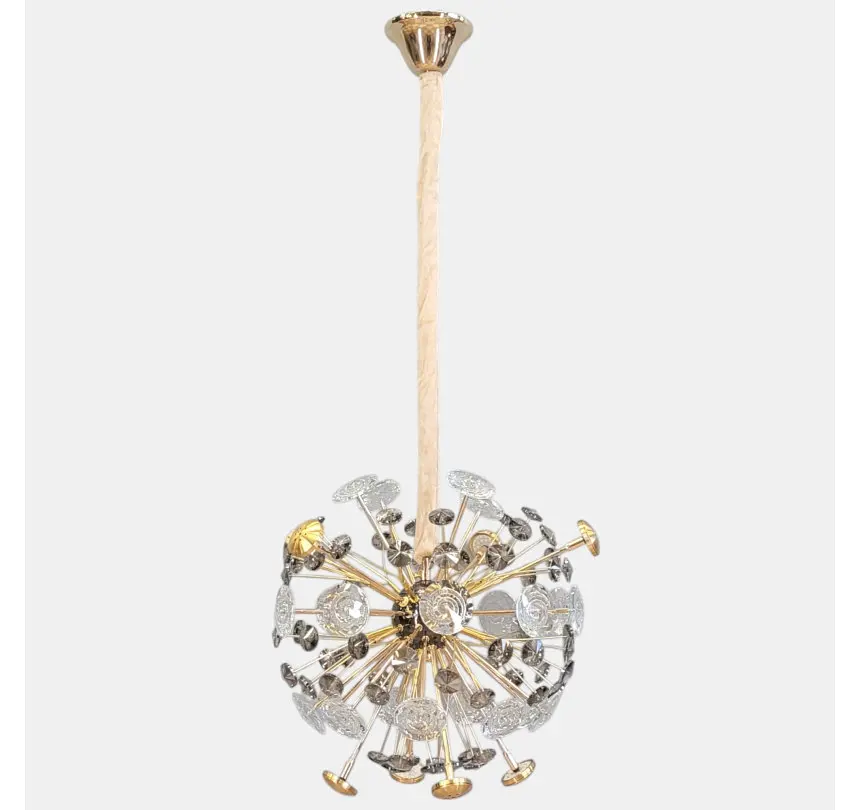 Дизайнерська підвісна люстра Artlight 24402-400GD+BK золотисто-чорна на 8 ламп G4 з прозорим та графітовим склом - фото 3