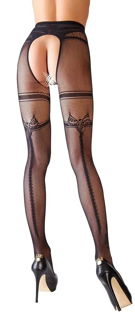 Колготки Cottelli Collection Crotchless Tights L/XL черный - фото 3