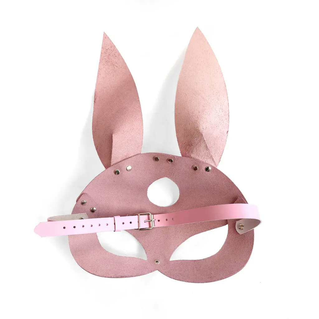 Шкіряна маска Зайчика Art of Sex - Bunny mask, колір Рожевий - фото 4