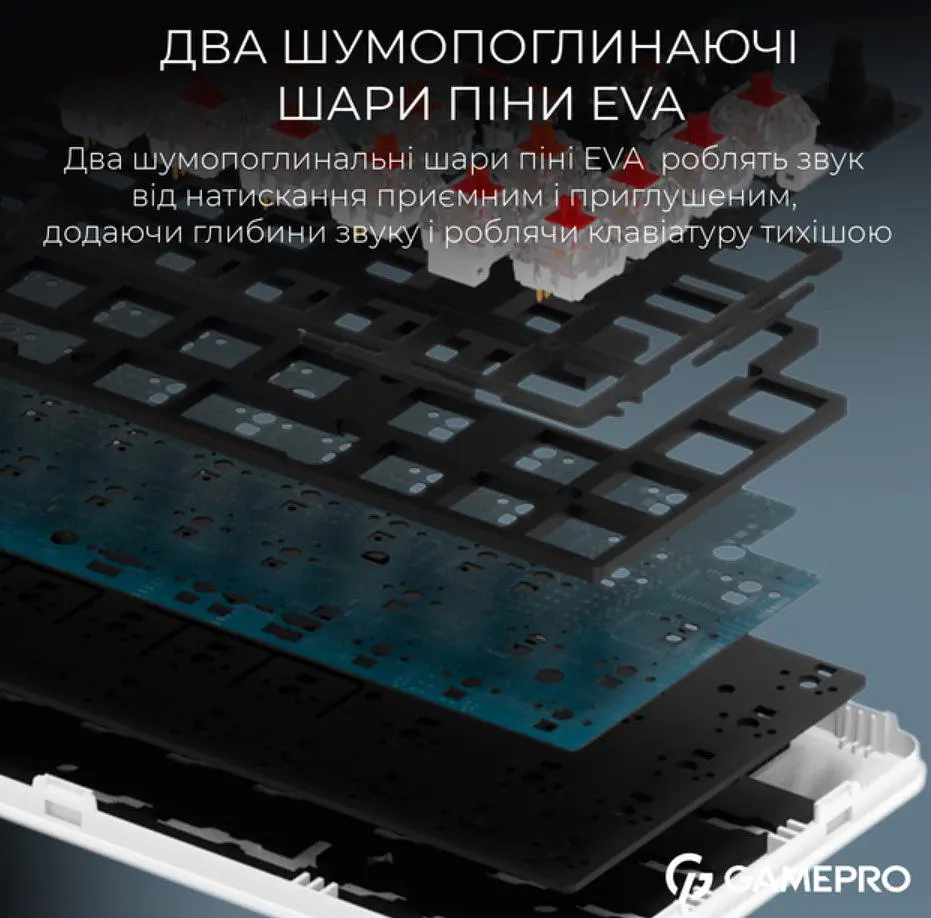Клавіатура бездротова ігрова механічна GamePro MK-210-W Pro White-Black QLAB Orange Switches Hot-Swap - фото 9