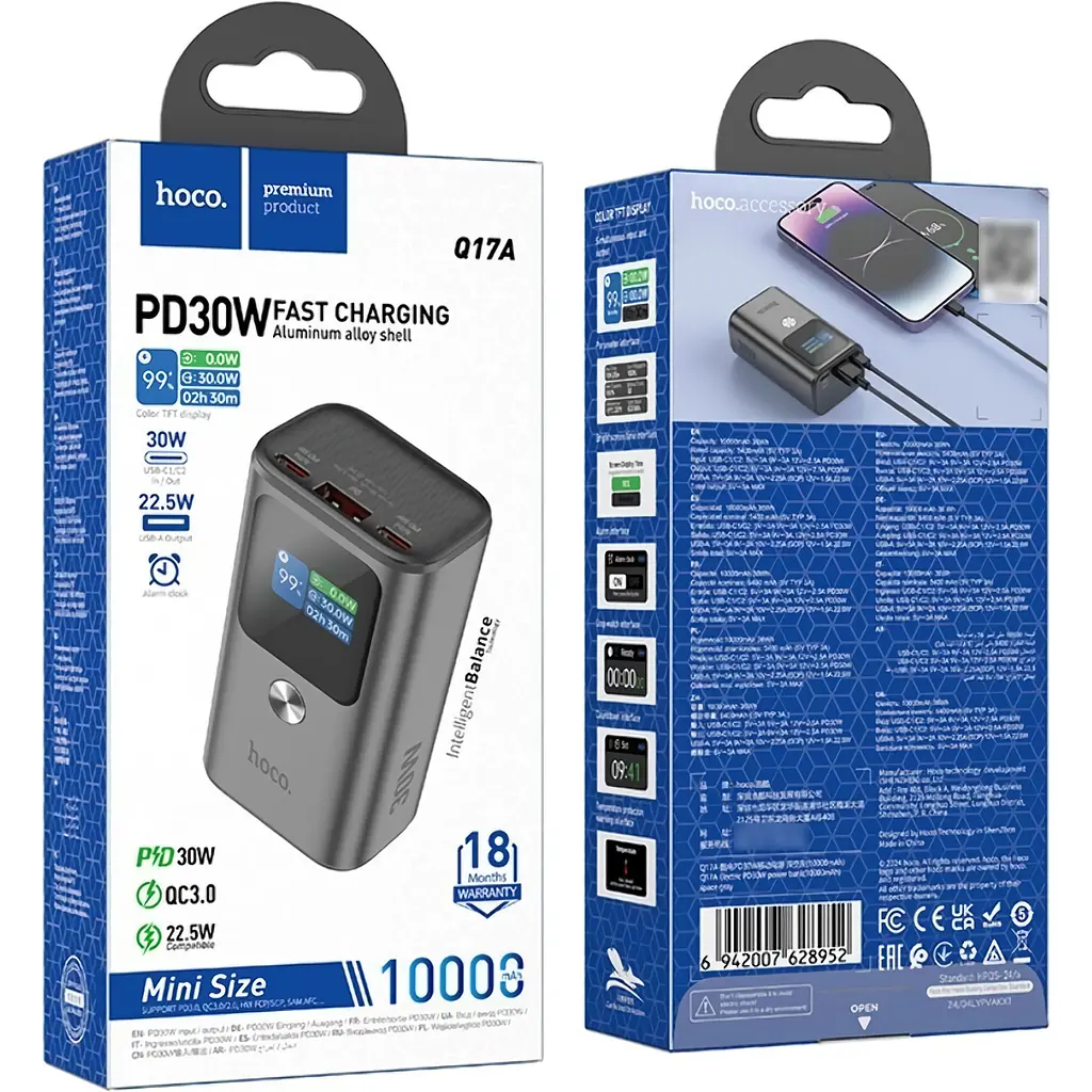 Внешний аккумулятор Hoco Electric Q17A 10000mAh 30W Grey [123630] - фото 4