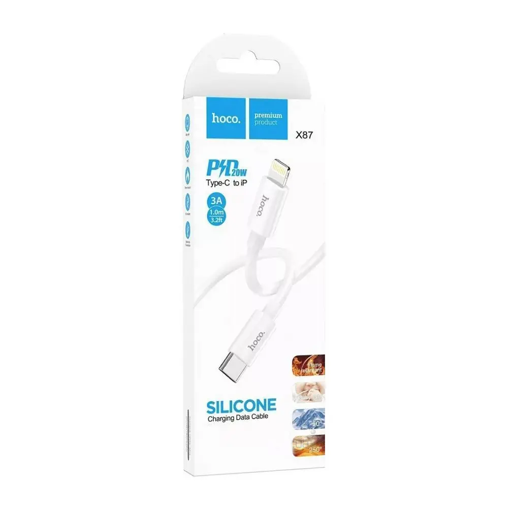 Кабель Hoco X87 Magic silicone PD charging data cable for iP білий - фото 2