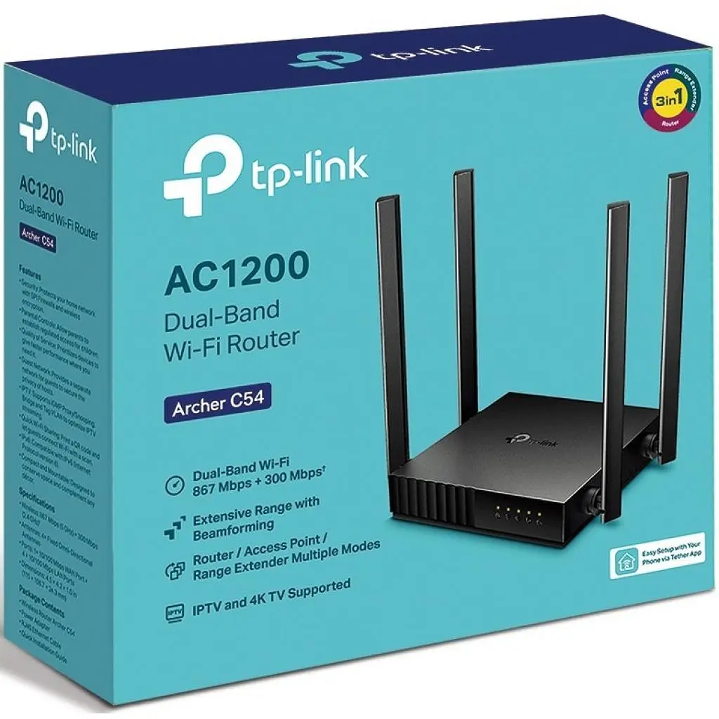 Маршрутизатор TP-Link ARCHER C54 AC1200 4xFE LAN, 1xFE WAN (ARCHER-C54) - фото 4
