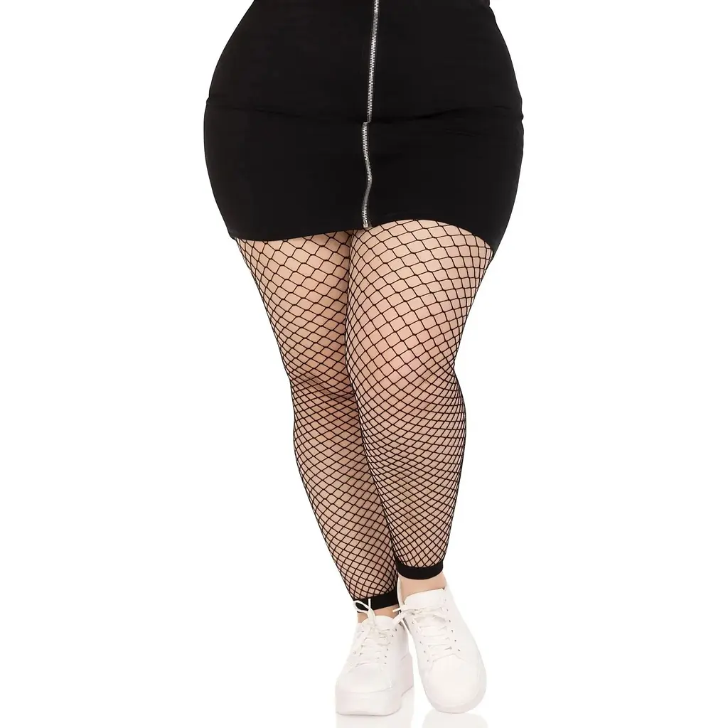 Панчохи Leg Avenue Industrial Net footless tights Black 1X/2X - фото 2