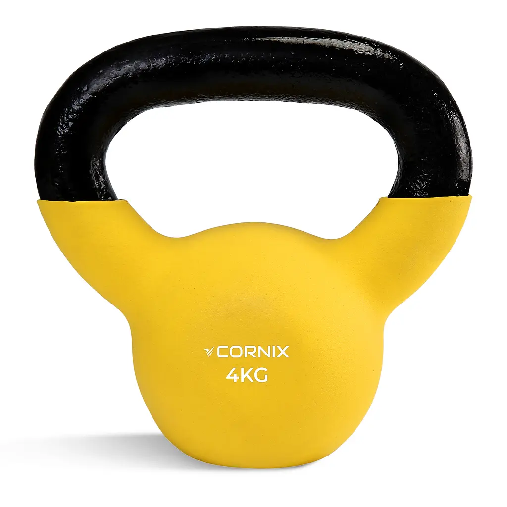 Гиря металева Cornix 4 кг з вініловим покриттям XR-0435 Yellow/Black