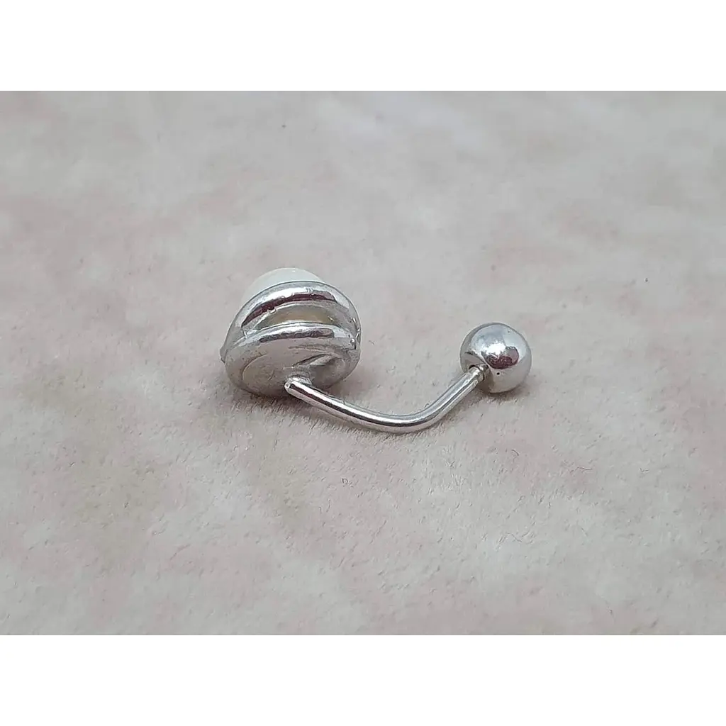 Серебряная серьга для пирсинга пупка Umax с жемчугом. 7021U - фото 2