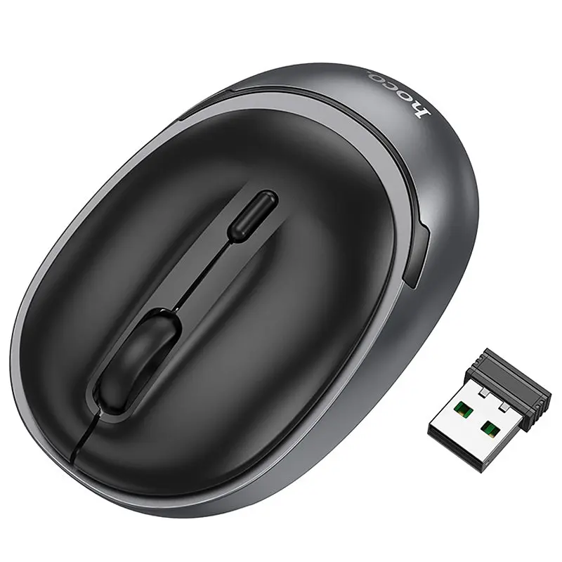 Миша бездротова Hoco GM34 Nuevo Bluetooth + 2.4G Black metal gray - фото 2