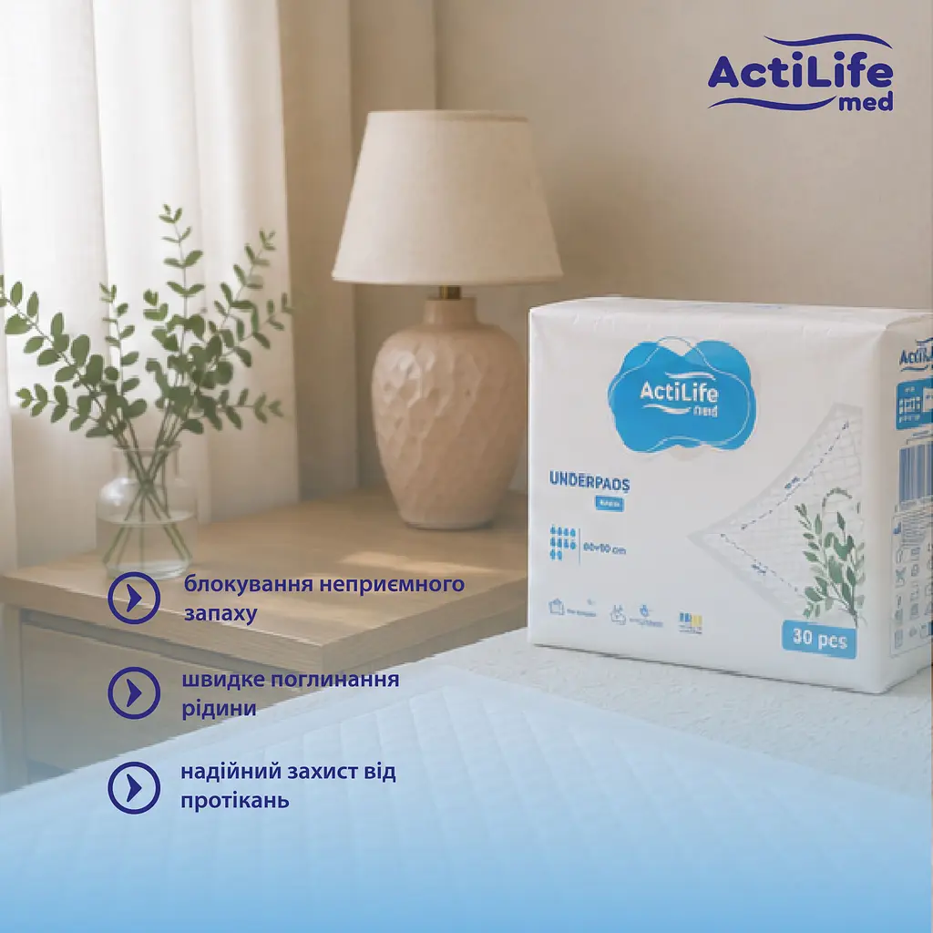 Пелюшки гігієнічні Actilife Med Basic поглинаючі 60х90 см 30 шт. - фото 6