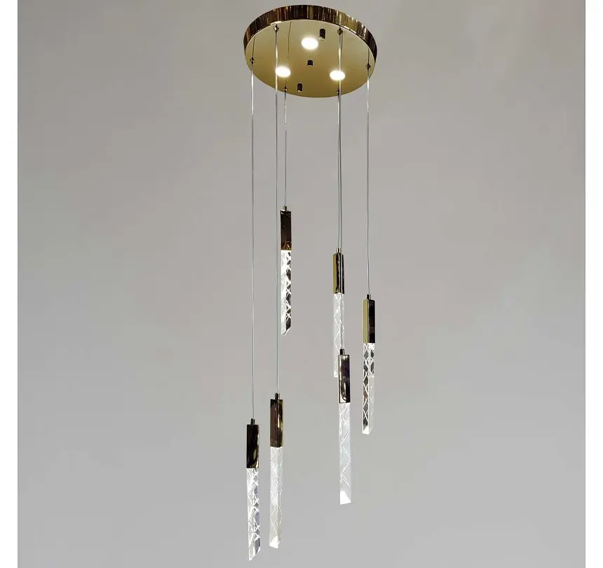 Золота каскадна люстра з 6 стрижнями, що світяться скляними Artlight 2350/6GD - фото 3
