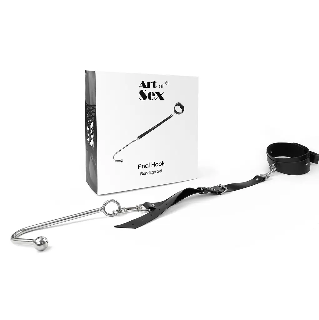 Анальный крюк с ошейником из натуральной кожи Art of Sex - Anal hook, Черный - фото 3