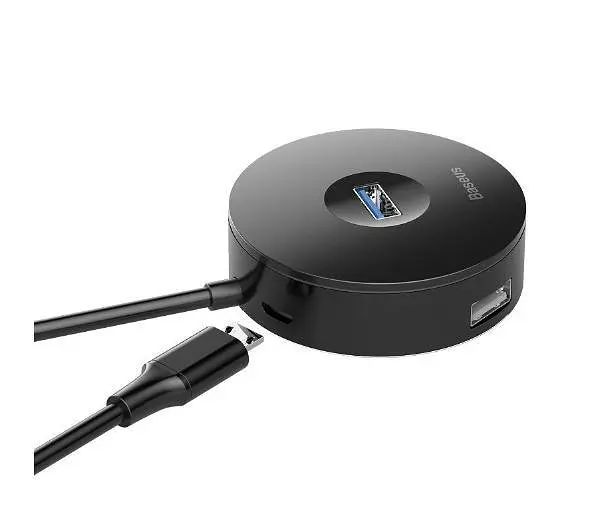 USB-хаб Baseus Airjoy round box HUB adapterType-C to USB3.0*1+USB2.0*3 10cm CAHUB-G01 Black - фото 4