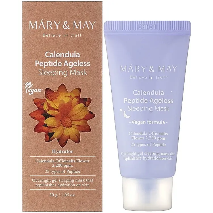 Нічна антивікова маска з пелюсток календули Mary&May Calendula Peptide Ageless Sleeping Mask 30 г 30 г - фото 2