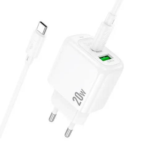 Сітчастий зарядний пристрій HOCO CS54A Surplus PD20W+QC3.0 charger set(C to C) білий - фото 4