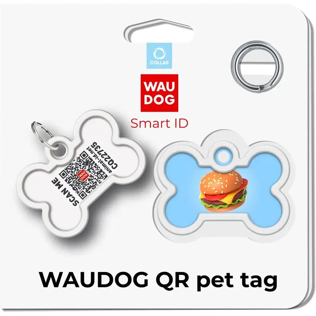 Адресник для собак і котів Waudog Smart ID з QR паспортом Гамбургер 4х2.8 см - фото 5