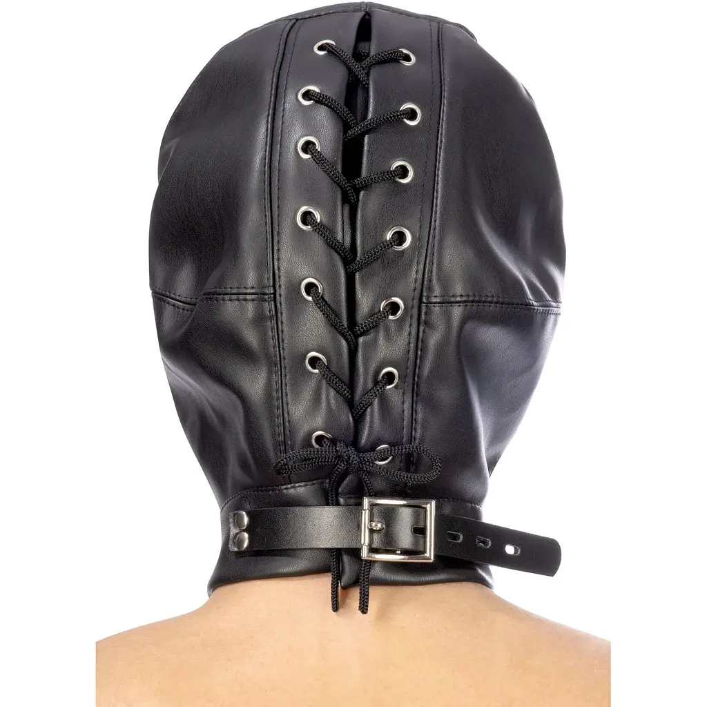 Капюшон з кляпом для БДСМ Fetish Tentation BDSM hood in LeaTherette With removable gag - фото 2