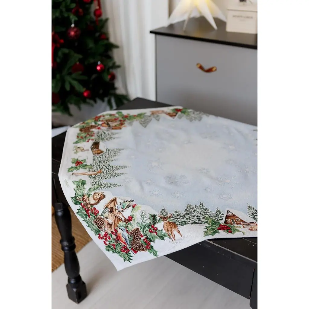 Скатертина-наперон гобеленова Прованс Squirrel з люрексом 100 x 90 см (41811) - фото 2