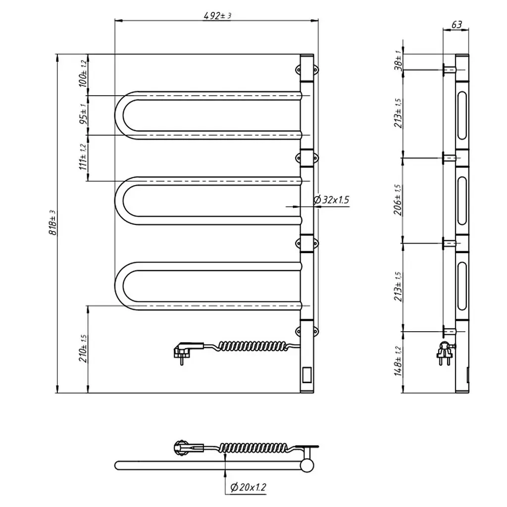 Электрический полотенцесушитель Navin Fouette 480x800 Sensor с таймером, белый 00-044050-5080, Белый, Электронный - фото 8