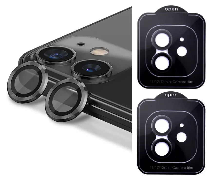 Захисне скло на камеру DK для Apple iPhone 11 Lens Metal Ring Eagle Eye 016203 black 2 шт. - фото 2