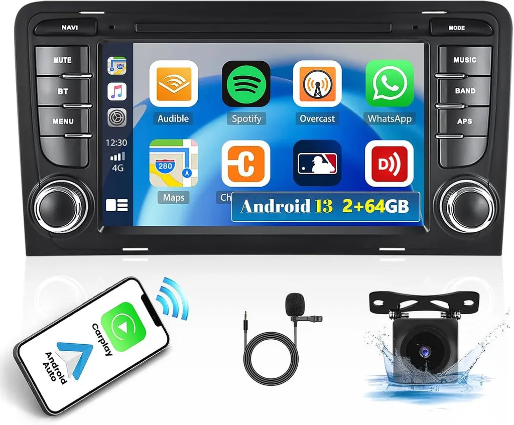 Магнітола Android 13 для Audi A3 8P з CarPlay, GPS і камерою