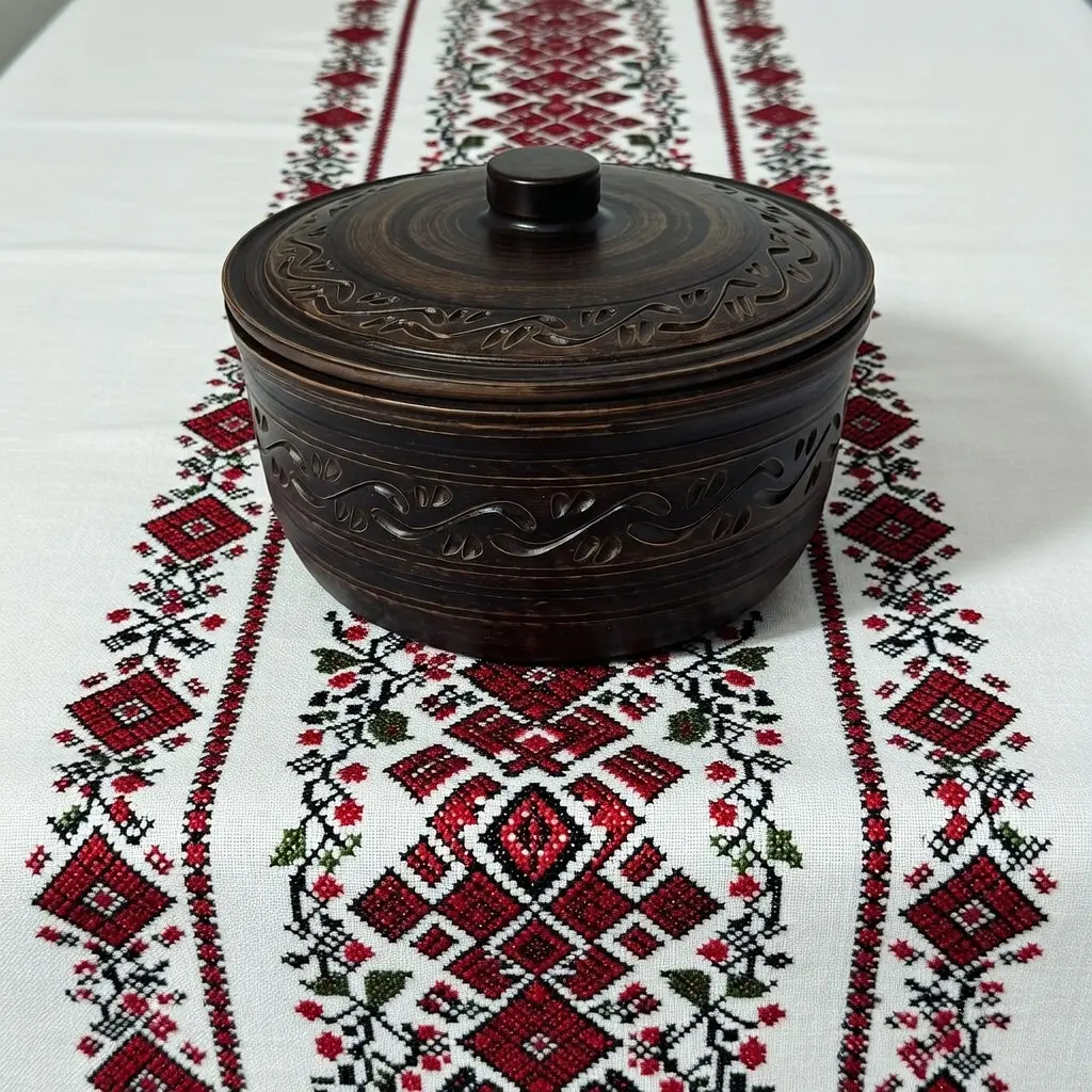Супник с крышкой из красной глины без ручки 1.8 л Декор молоченная керамика Украинская глиняная посуда - фото 6