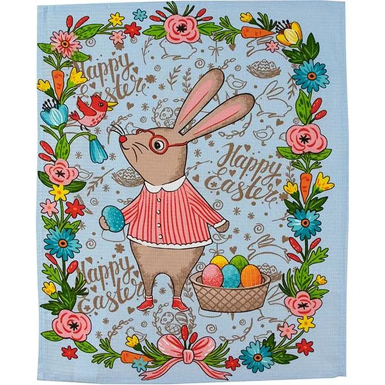 Набор кухонных полотенец Руно Пасхальный Кролик 60х45 см 3 шт. голубой (710Т_ Пасхальный Зайчик голубой) - фото 2