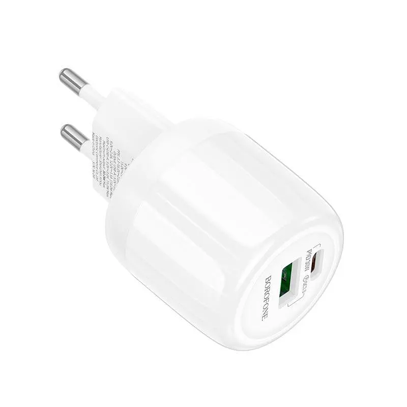 Адаптер мережевий Borofone Lustrous charger BA94A |1USB/1Type-C, 30W/3A, PD/QC| - фото 3