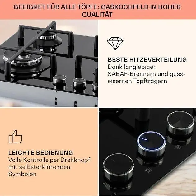 Варильна поверхня газова Klarstein Illuminosa 4 (10035464) - фото 4