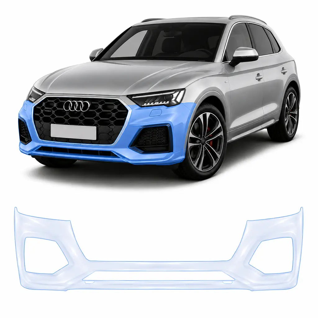 Антигравійна захисна бронеплівка за лекалами для Audi Q5 FY facelift 2021-2024 - передній бампер