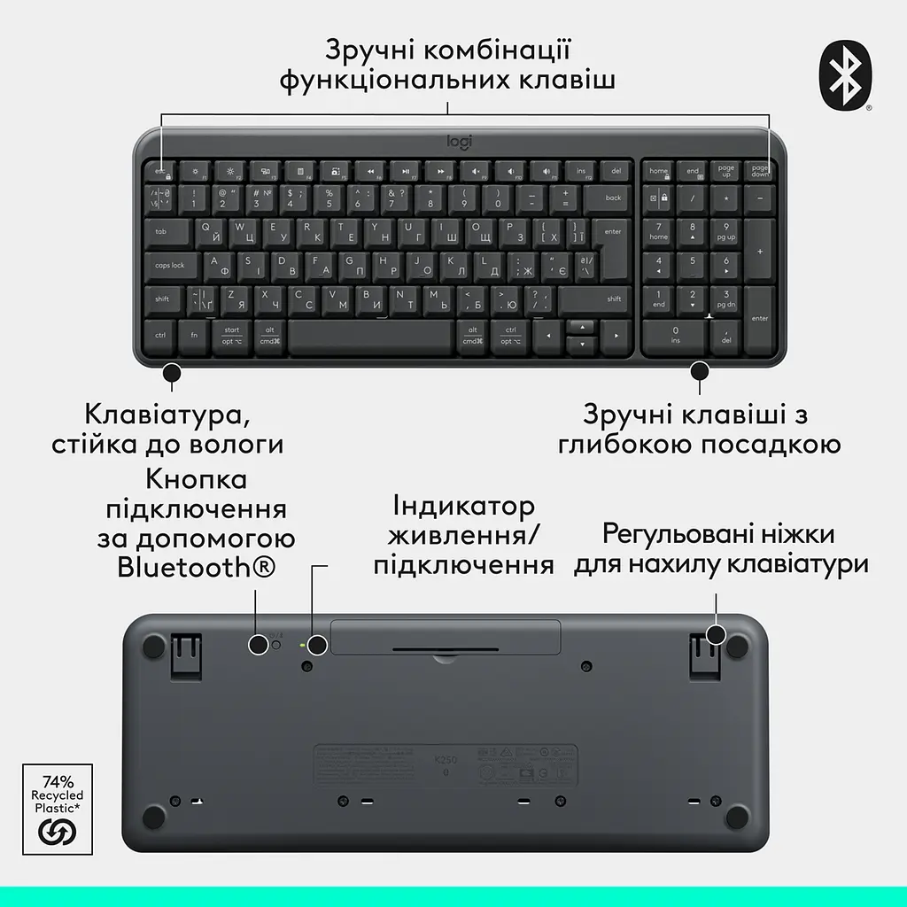 IT набір MK250 Wireless Combo Graphite UKR Logitech teh0027091 - фото 5