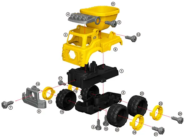 Конструктор DIY Spatial Creativity Строительный самосвал, желтый (CJ-1614171) - фото 4