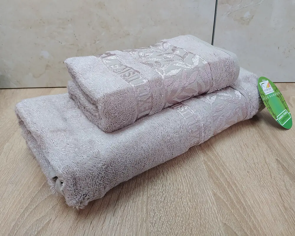 Набір турецьких бамбукових махрових рушників Cestepe 50х90+70х140 Bamboo Chery Bej - фото 2
