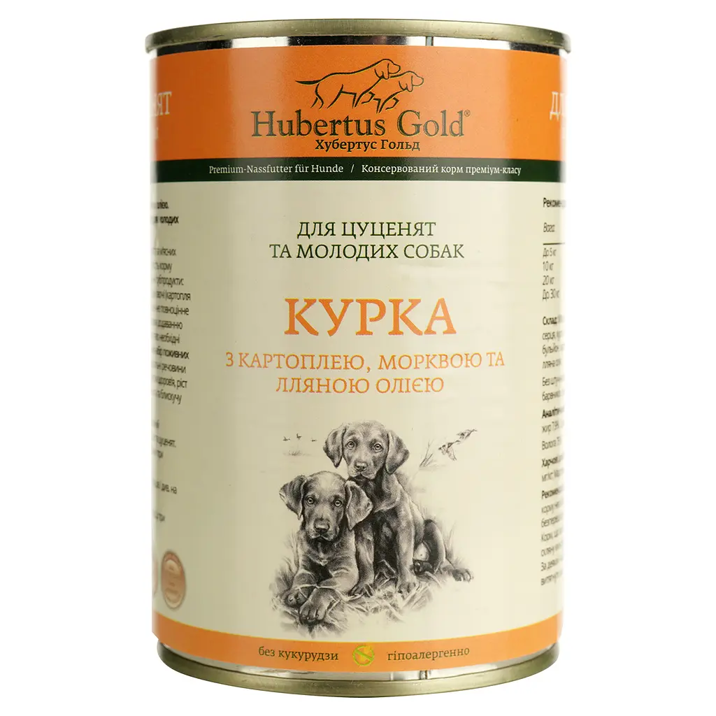 Вологий корм для цуценят Hubertus Gold Курка з картоплею і морквою 400 г - фото 2